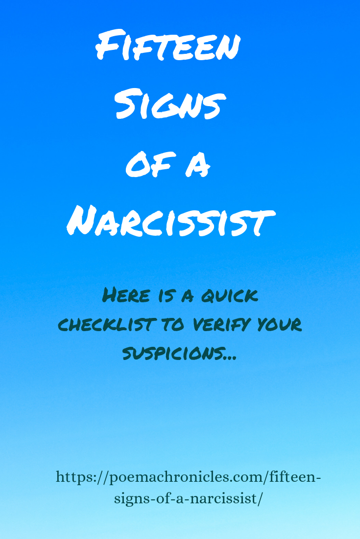 Fifteen Signs Of A Narcissist - Poema Chronicles